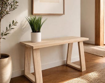 Handmade White Oak Entryway Bench, Solid Wood, Boho Decor