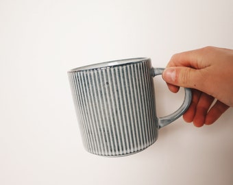 Ribbed mug, Coffee mug, Gift idea, Textured mug, simple, Coffee bar, Bohemian style, Home decor, Shelf decor, Kitchen, Glass ribbed mug