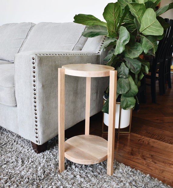 Natural wood round side cheap table