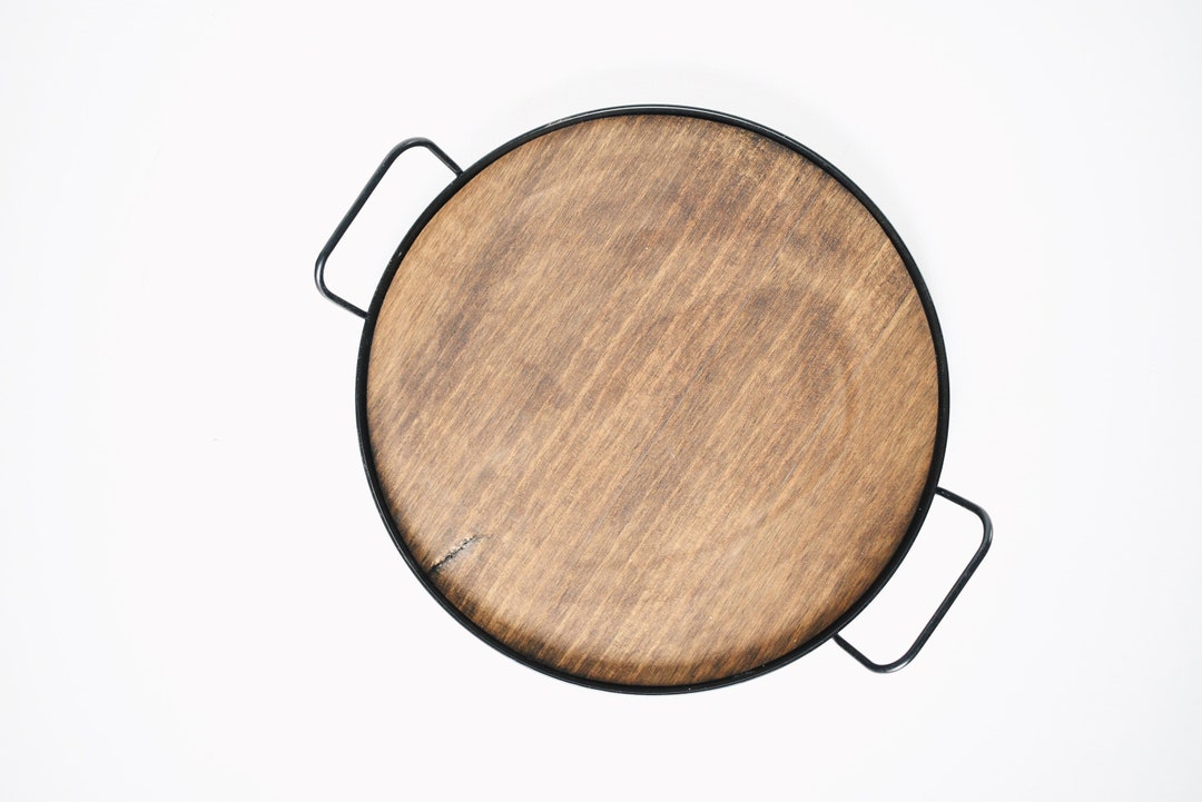 DISCOUNTED Round Tray, Wood Tray, Metal Tray, Black Metal Tray, Centerpiece Tray, Circle Tray