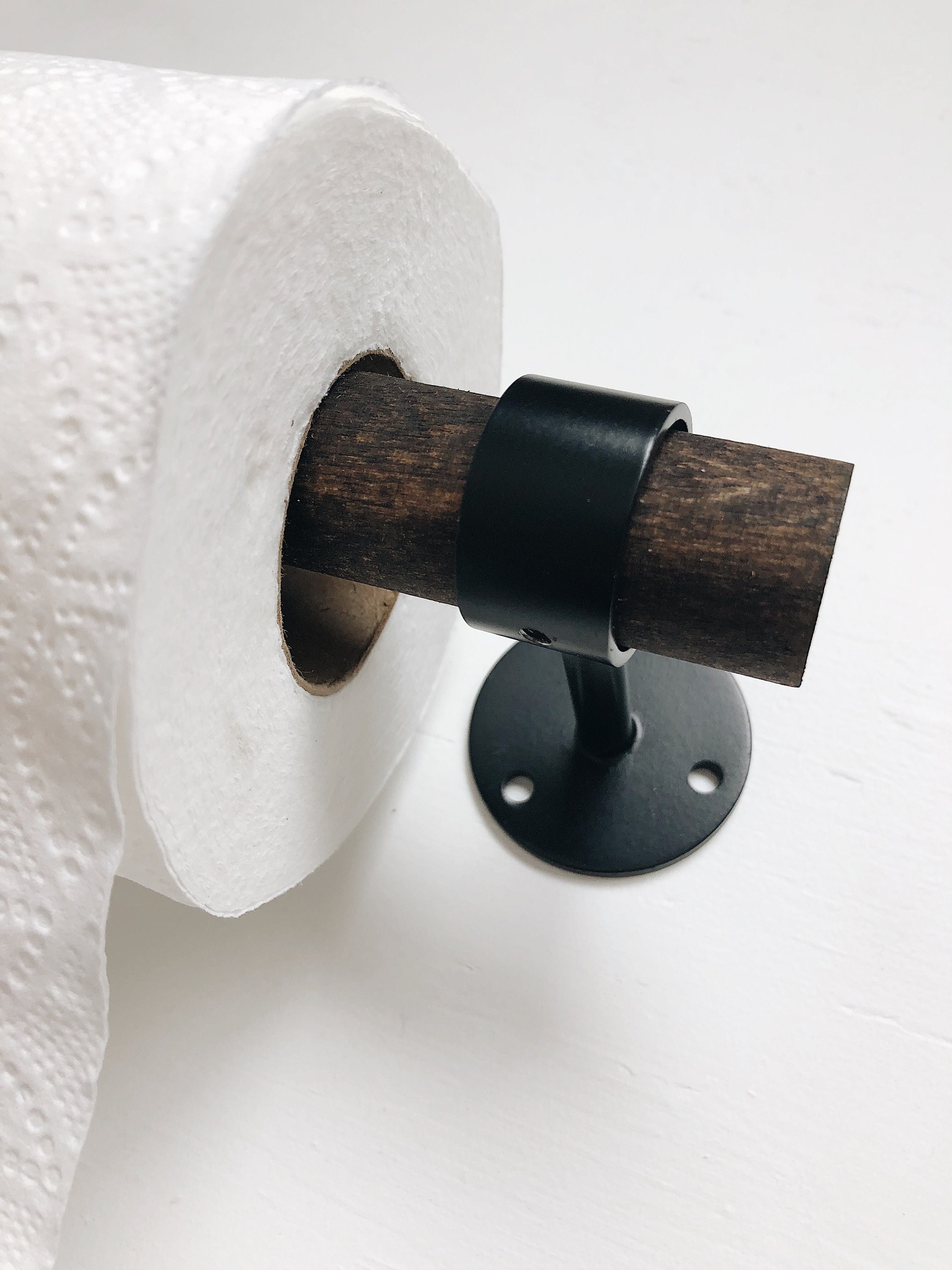 Wood toilet paper hanger Toilet paper rod Bathroom decor Etsy