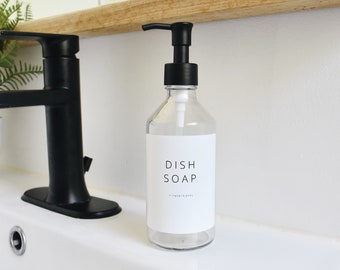 Soap dispenser, Dish soap, Modern bathroom set, Scandinavian decor, Kitchen set, Soap dish, Glass dispenser, Gift idea, Minimalist