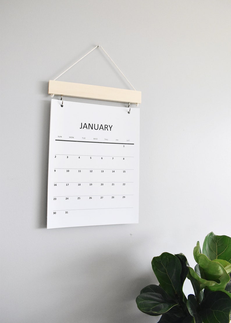 2024 Original Wood Calendar, Monthly Calendar, Wall decor, Simple wood calendar, monthly minimal, Natural wood, wood, modern planner Natural hanger