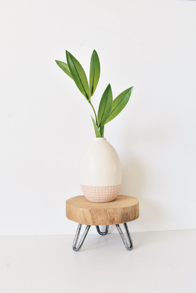 Plant stand, Round stand, Hairpin legs, Candle stand, Candle holder, Centerpiece decor, Table decor, Home decor, Modern wood decor, Gift image 4