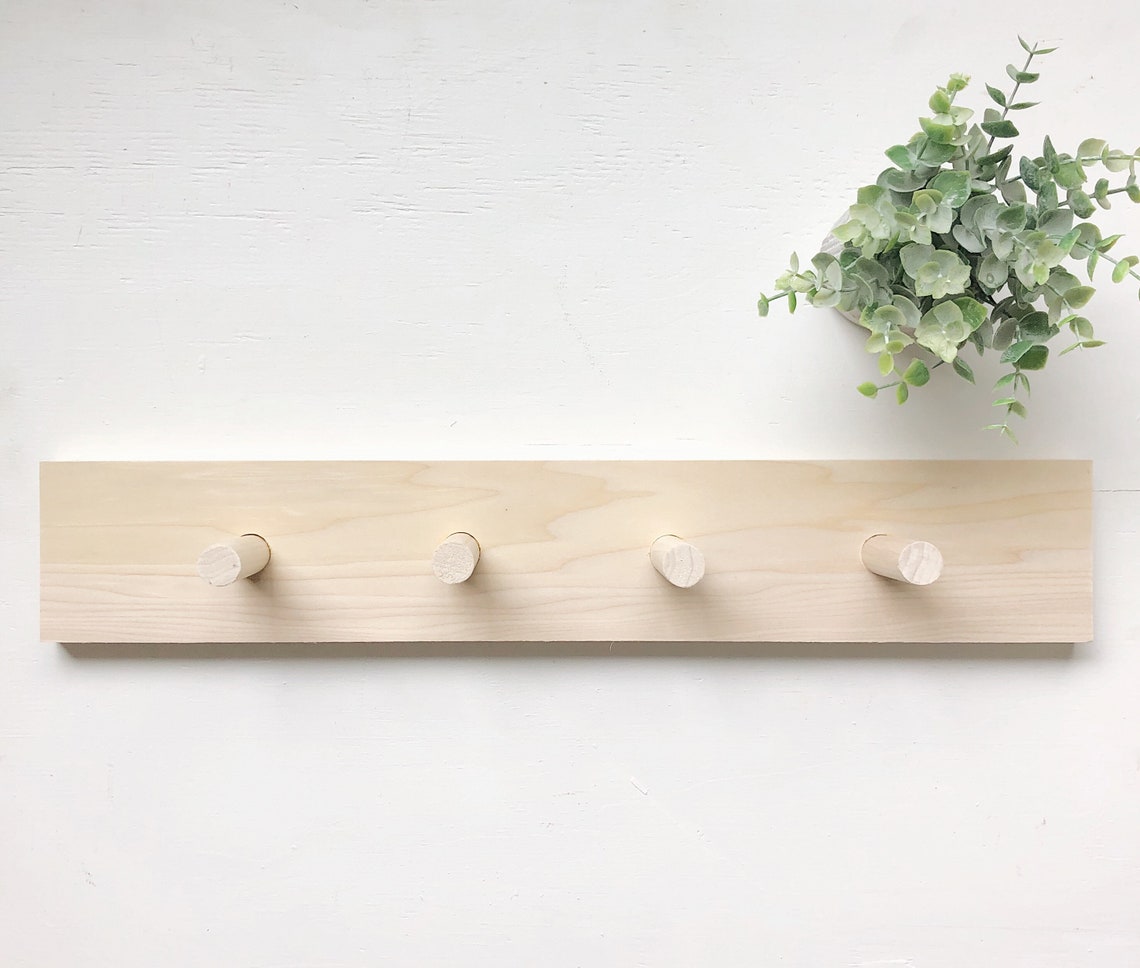 Peg hooks Wood dowel hooks natural wood hooks towel hooks Etsy