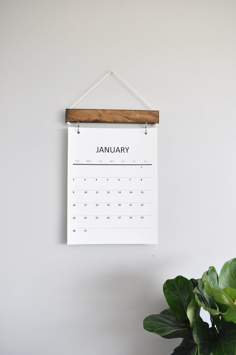 2024 Original Wood Calendar, Monthly Calendar, Wall decor, Simple wood calendar, monthly minimal, Natural wood, wood, modern planner Dark walnut hanger