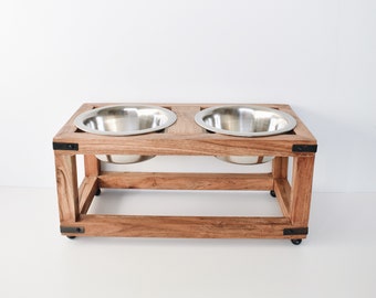 Dog bowl stand, Wood pet bowl stand, Food stand, Handmade, Modern pet supplies, White raised dog feeder, dog bowl holder, cat bowl holder