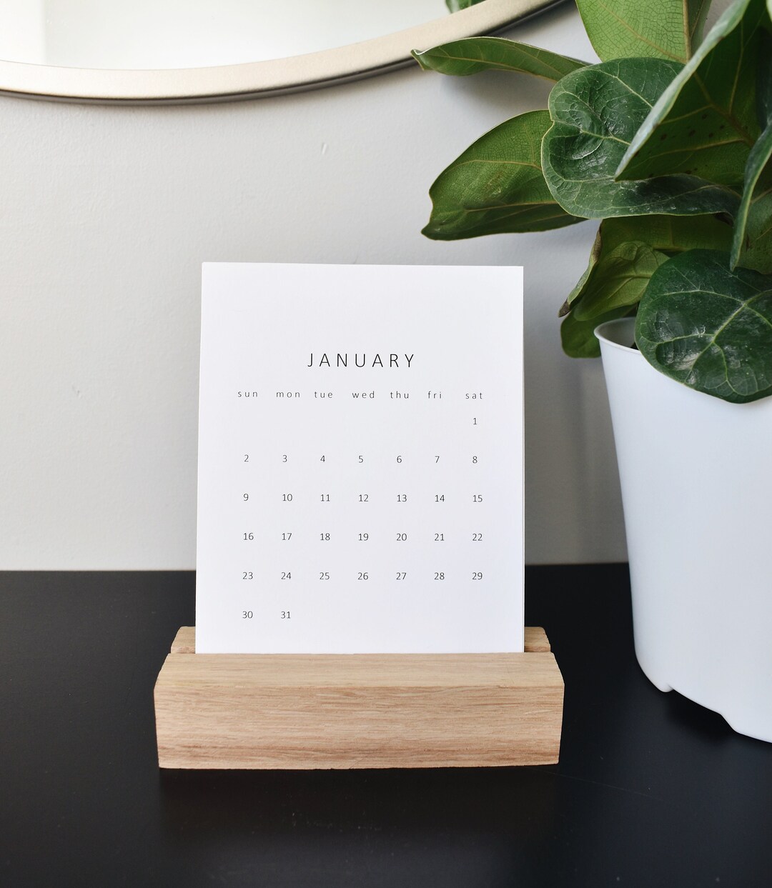2025 Mini Desk Calendar, Wood Calendar, Wooden Stand, Mini Calendar
