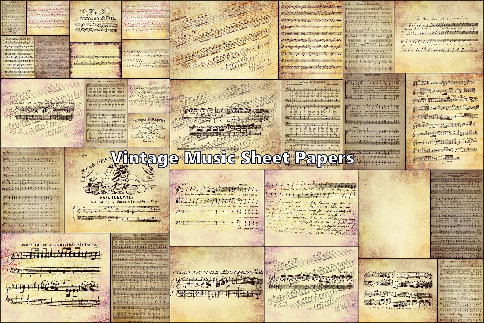 Printable. 31 Antique Vintage Music Sheet Papers Cards Instant | Etsy