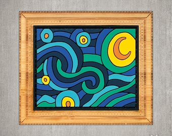 Starry Night Slice PVC Patch with bamboo frame