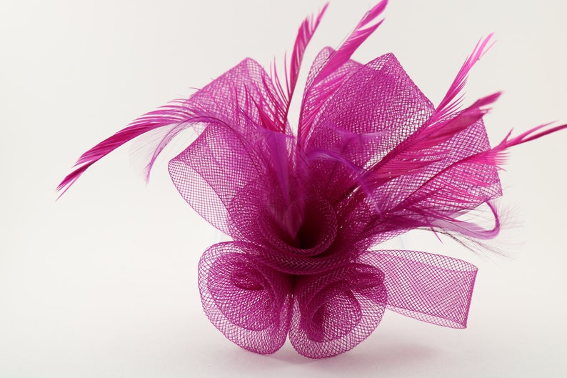 Fascinator Magenta Fuchsia Horsehair Feather Flower For Etsy