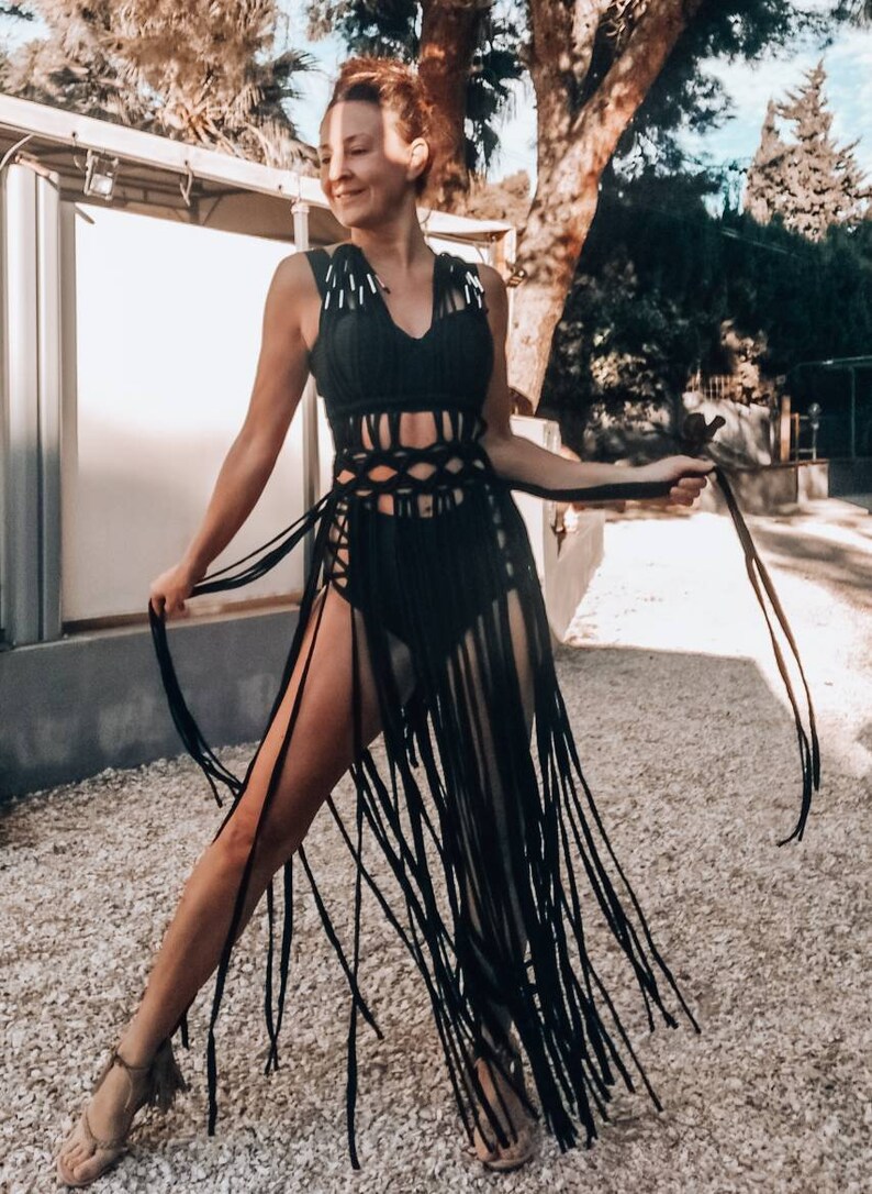 Festivall dress/ Goa style/ schwarz Club dress/ Rave Outfit/ Beachwear