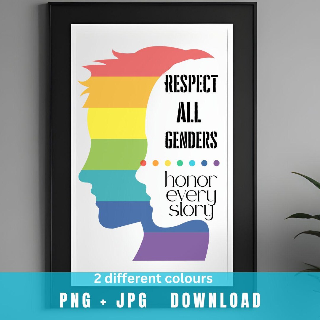 Pictures That Include Human Rights Inclusivity Respect All Genders PNG & JPG Wall Art Printable, Pride Equality Poster ...