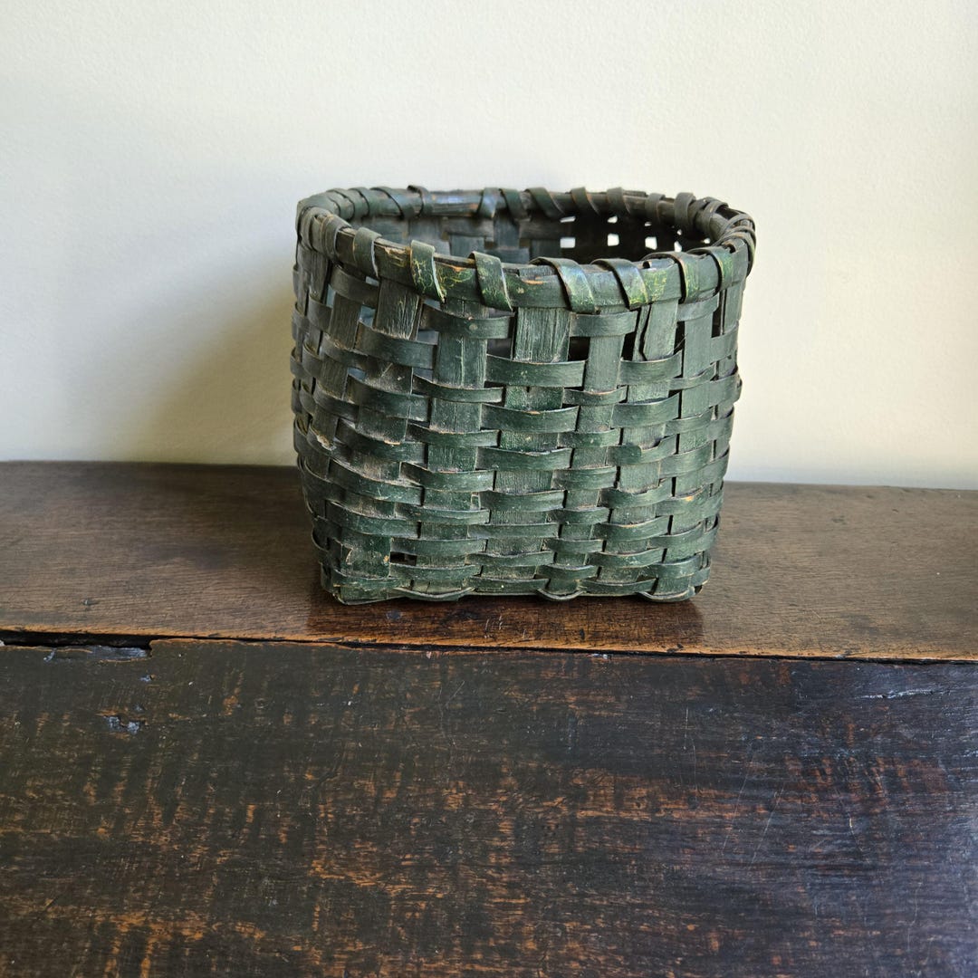 Antique Basket,original Painted Basket,primitive,19th Century Basketa ...