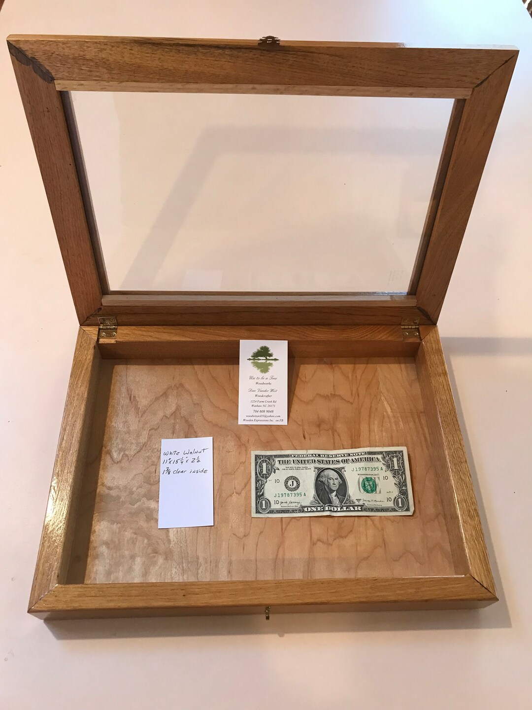 Butternut Display Case, Hinged Glass Top Etsy