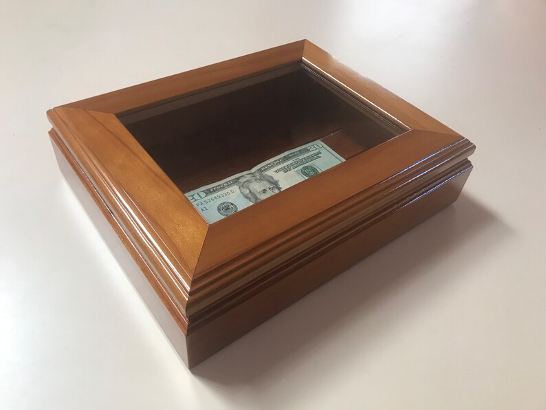 Redwood Display Case Hinged Glass Top Etsy