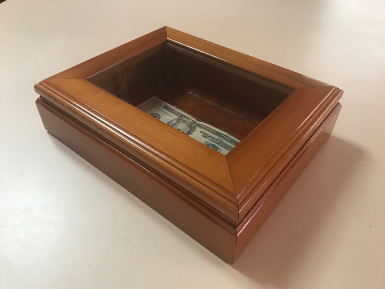 Redwood Display Case Hinged Glass Top Etsy