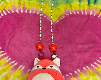 Furry Fursuit Kandi Accessories *Rainbow Fox Squishmallow Bag*