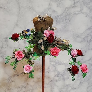 mannequin, CORSET,art dress form, miniature dress form, flower dress form hand made with exquisite paper flowers