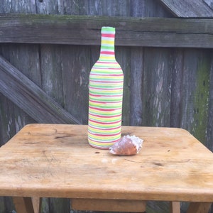 Multicolored Yarn Glass Flower Vase, Glass Art, Shabby Chic