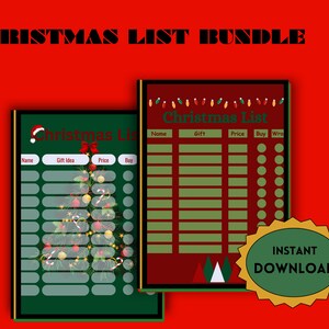 Weihnachtsliste Digitaler Download, Weihnachtsgeschenkliste, Kinder Weihnachtswunschliste, druckbare Weihnachtsliste, Weihnachtsgeschenk, Urlaub Geschenkliste
