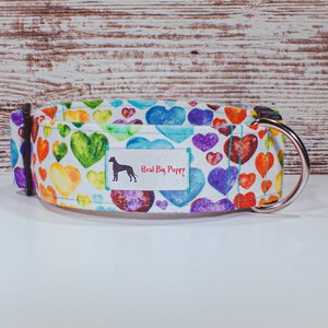 Rainbow,Heart,Flannel,Dog Colla,1.5 inch,2 inch Collar,Wide Collar,Martingale,Big Collar,Fashion Collar,Labrador,Greyhound, Doberman