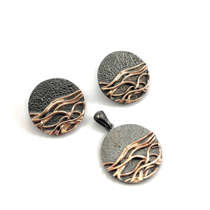 Handmade Designer shops Oxidised and Rose Gold Plated Silver Set