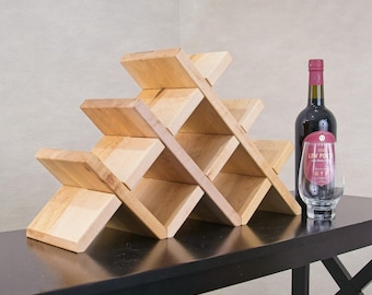 Wine Rack 8 Bottle Wood Wine Display Stand