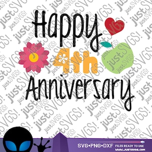 4e huwelijksverjaardag svg, verjaardag svg, verjaardagswensen svg, bruiloft svg, clip art, Cricut Cut Files, Silhouet bestand, Inkscape