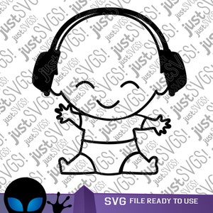 Baby Kopfhörer svg, Baby Musik svg, Baby DJ svg, Babys svg, Baby svg, Musik svg, SVG, Clipart, Inkscape, Silhouette, Cricut Cut Datei