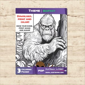 Bigfoot Coloring Pages | Printable Sasquatch Coloring Book for Kids & Adults | Cryptid Art, Forest Monster Fun, Instant Download