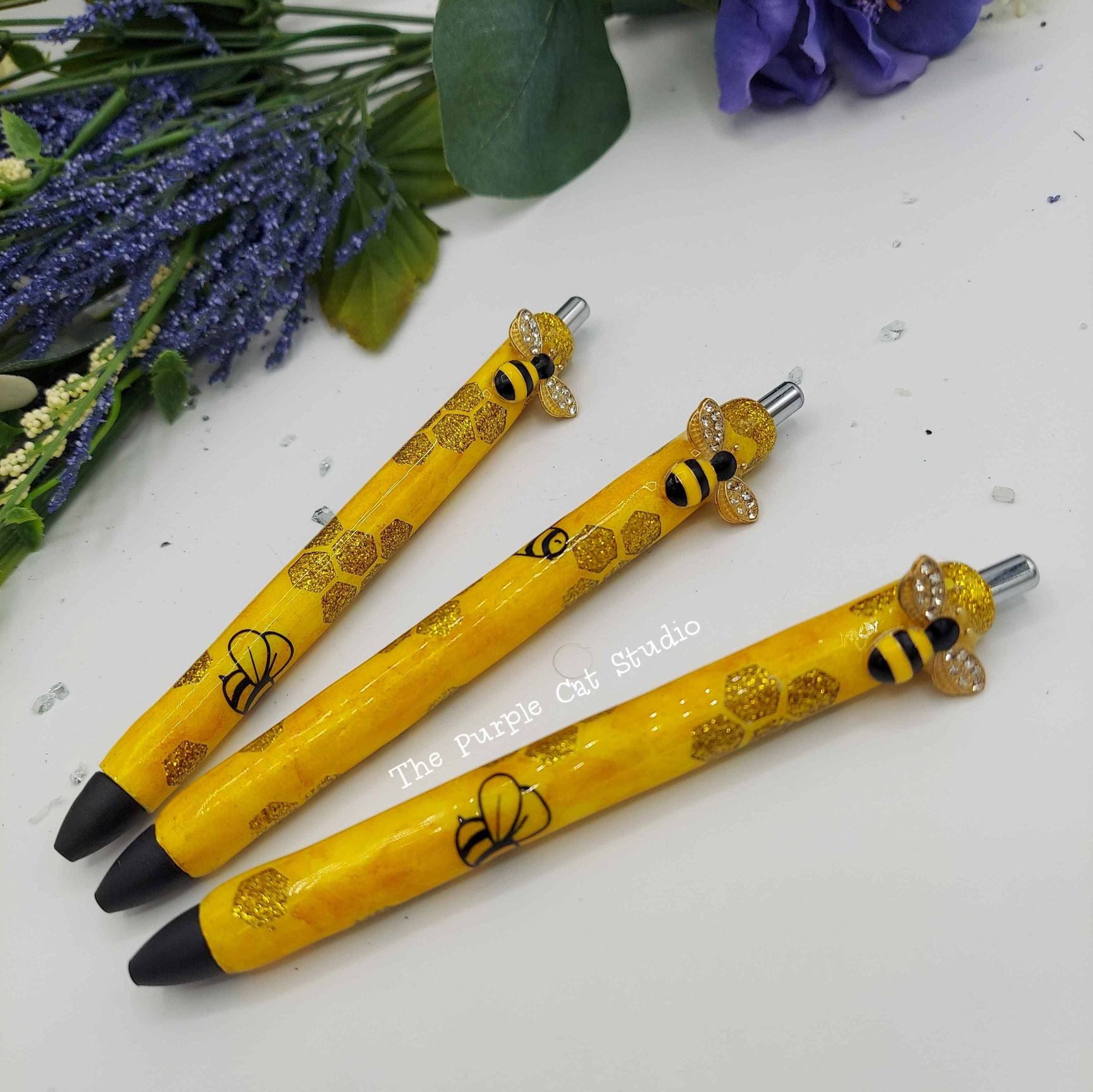 Honey Bee Comb Peekaboo Refillable Gel Pen With Enamel Bee Etsy