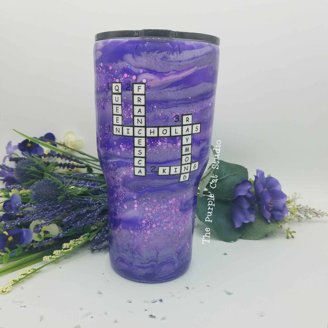 Crossword Scrabble Puzzle OCD Epoxy / Stainless Steel Double Wall Insulated Epoxy Tumbler RTIC