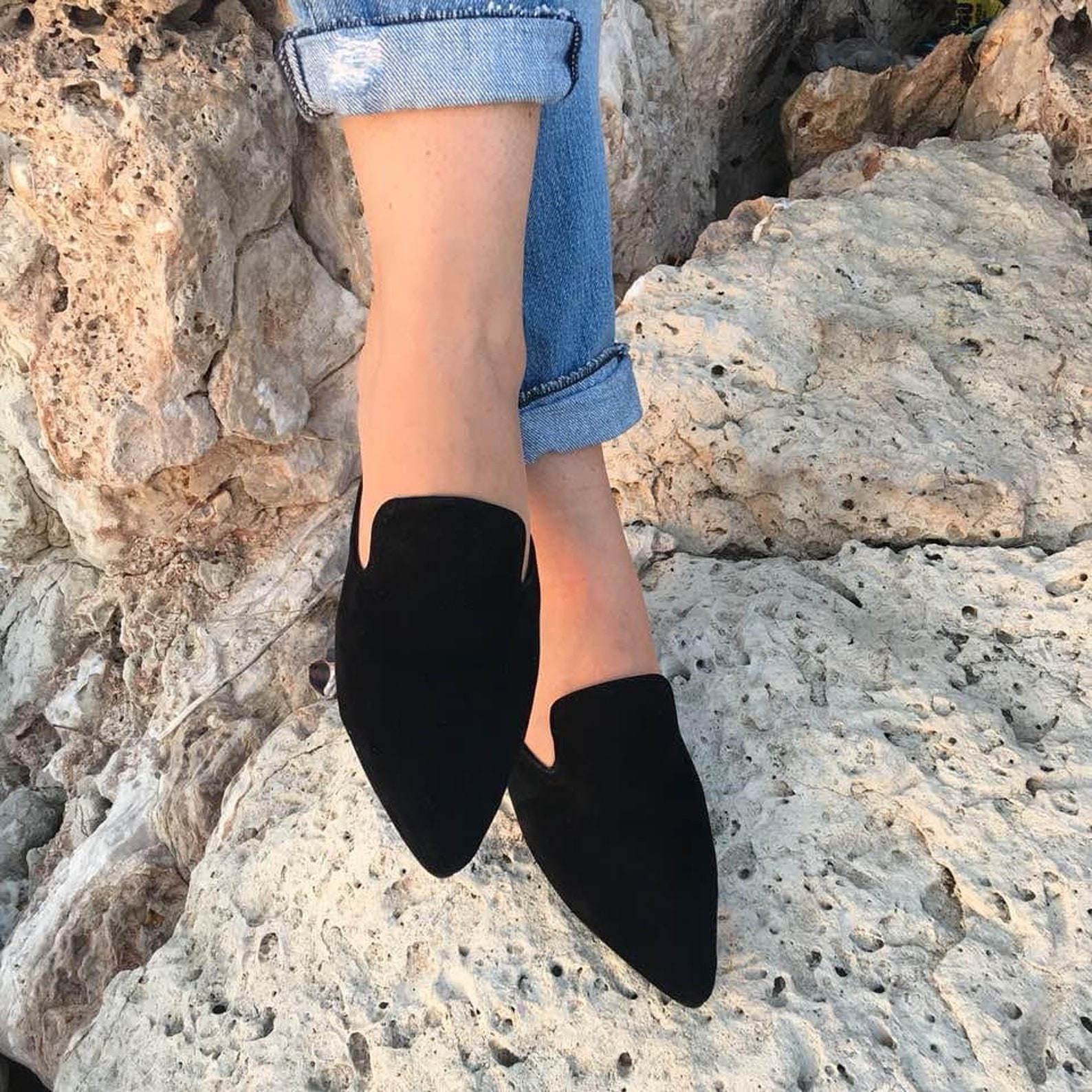 suede mule flats