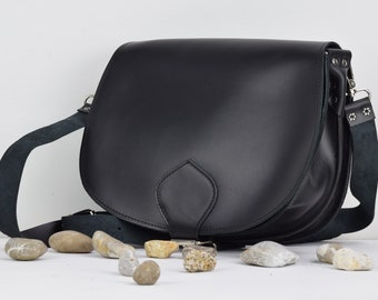 Leather Shoulder Bag,Womens leather bag,leather Crossbody bag,Leather saddle bag,Gift for her,Black Leather bag ,Leather cross bag,Handbag