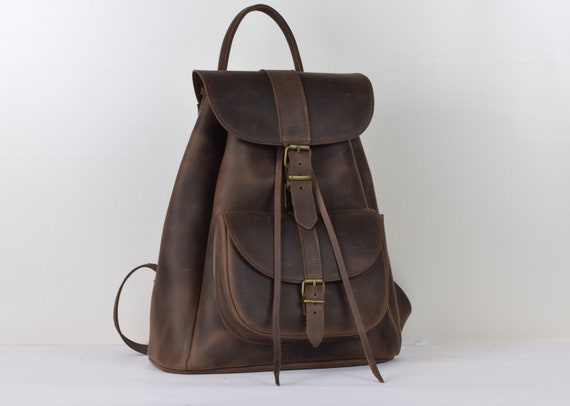 Buy Embossed Leather Handbag,vintage Backpack, Leather Bag ,leather  Backpack Purse, Genuine Leather Rucksack Women Backpack Online in India -  Etsy