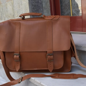Leather Messenger bag,Leather bussines bag,Messenger bag,Large leather bag,Laptop leather bag,17inch Laptop bag,Mens leather briefcase image 6