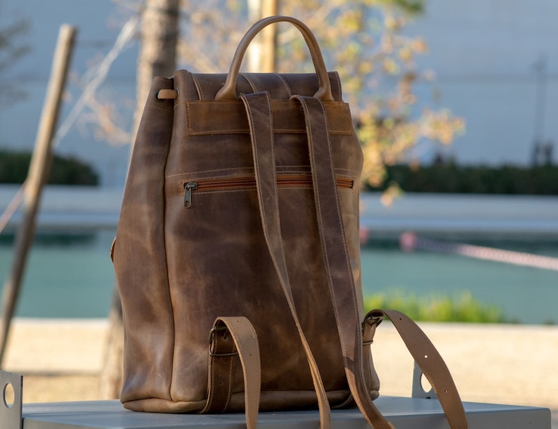 Extra Large backpack,Leather backpack,laptop backpack,leather rucksuck,travel bag,Unisex backpack,Urban backpack,College bag,Mens Backpack image 4