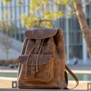 Extra Large backpack,Leather backpack,laptop backpack,leather rucksuck,travel bag,Unisex backpack,Urban backpack,College bag,Mens Backpack image 7