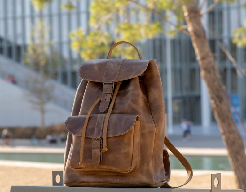 Extra Large backpack,Leather backpack,laptop backpack,leather rucksuck,travel bag,Unisex backpack,Urban backpack,College bag,Mens Backpack image 7