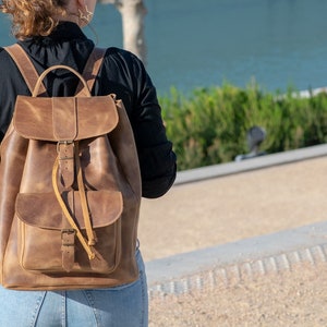 Extra Large backpack,Leather backpack,laptop backpack,leather rucksuck,travel bag,Unisex backpack,Urban backpack,College bag,Mens Backpack image 8