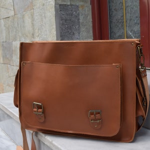 Leather Messenger bag,Leather bussines bag,Messenger bag,Large leather bag,Laptop leather bag,17inch Laptop bag,Mens leather briefcase image 7