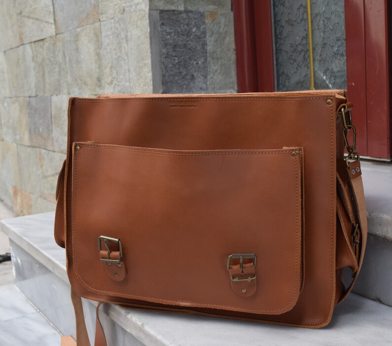 Leather Messenger bag,Leather bussines bag,Messenger bag,Large leather bag,Laptop leather bag,17inch Laptop bag,Mens leather briefcase image 7