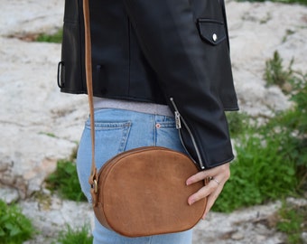 leather round bag,leather shoulder bag,leather cross  bag,leather circle bag,womens round bag,small leather bag,gift for her,handmade bag