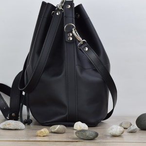 Bolso cubo de cuero, bolso de cuero mujeres, bolso de cubo, regalo para ella, bolso de cuero para mujeres, bolso de hombro de cuero, bolso de bolsa de cuero, bolso cruzado de cuero imagen 9