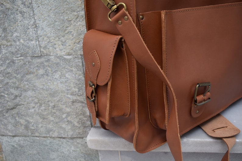 Leather Messenger bag,Leather bussines bag,Messenger bag,Large leather bag,Laptop leather bag,17inch Laptop bag,Mens leather briefcase image 3