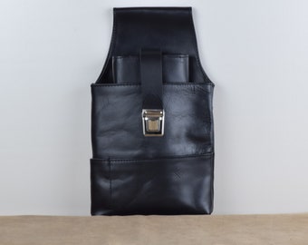 pochette de serveur en cuir, sac de serveur en cuir, portefeuille de serveur en cuir, sac à main de serveur en cuir professionnel, sac d’étui noir, tige de serveur en cuir