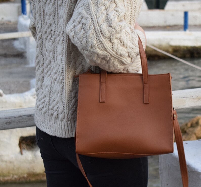 Leather Shoulder Bag,Womens leather bag,leather Crossbody bag,Leather handmade bag,Gift for her,Leather handbag,Waxed Leather cross bag image 4