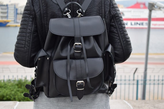 black leather backpack,large backpack,handmade backpack,leather bag,leather rucksuck,womens backpack,gift for her,college bag,handcrafted