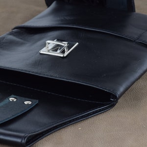 Bolsa de camarero de cuero, bolso de camarero de cuero, cartera de camarero de cuero, monedero de camarero de cuero profesional, funda negra, parte superior de camarero de cuero